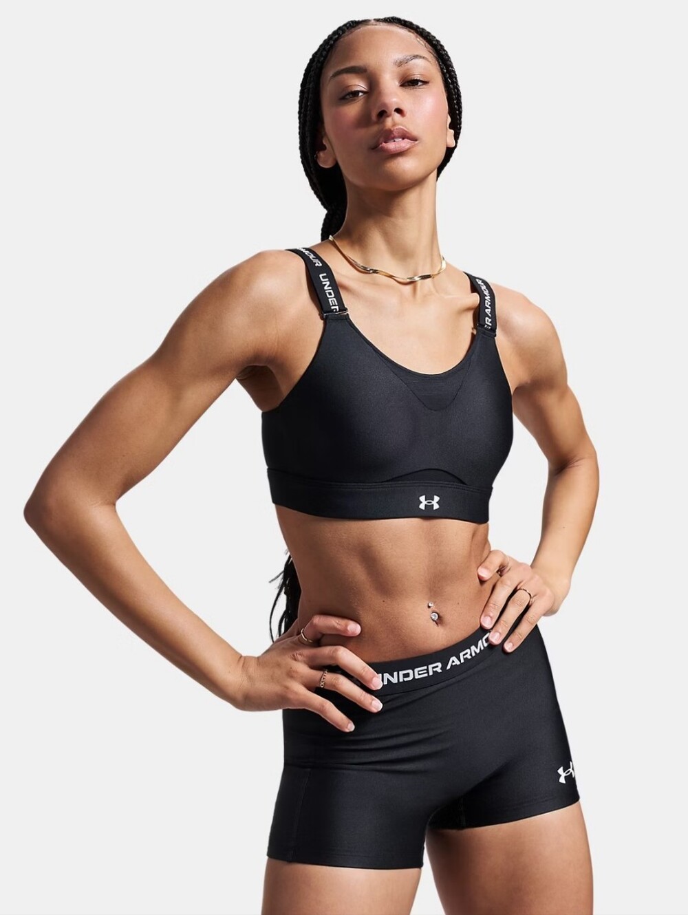 UA Infinity 2.0 High Women's Sports Bra Black White Size Medium